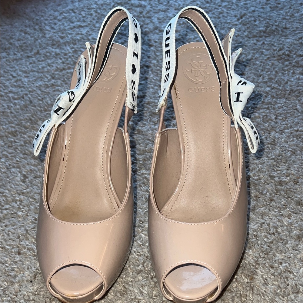 GUESS Women's Peep Toe Slingback Heels - Blush